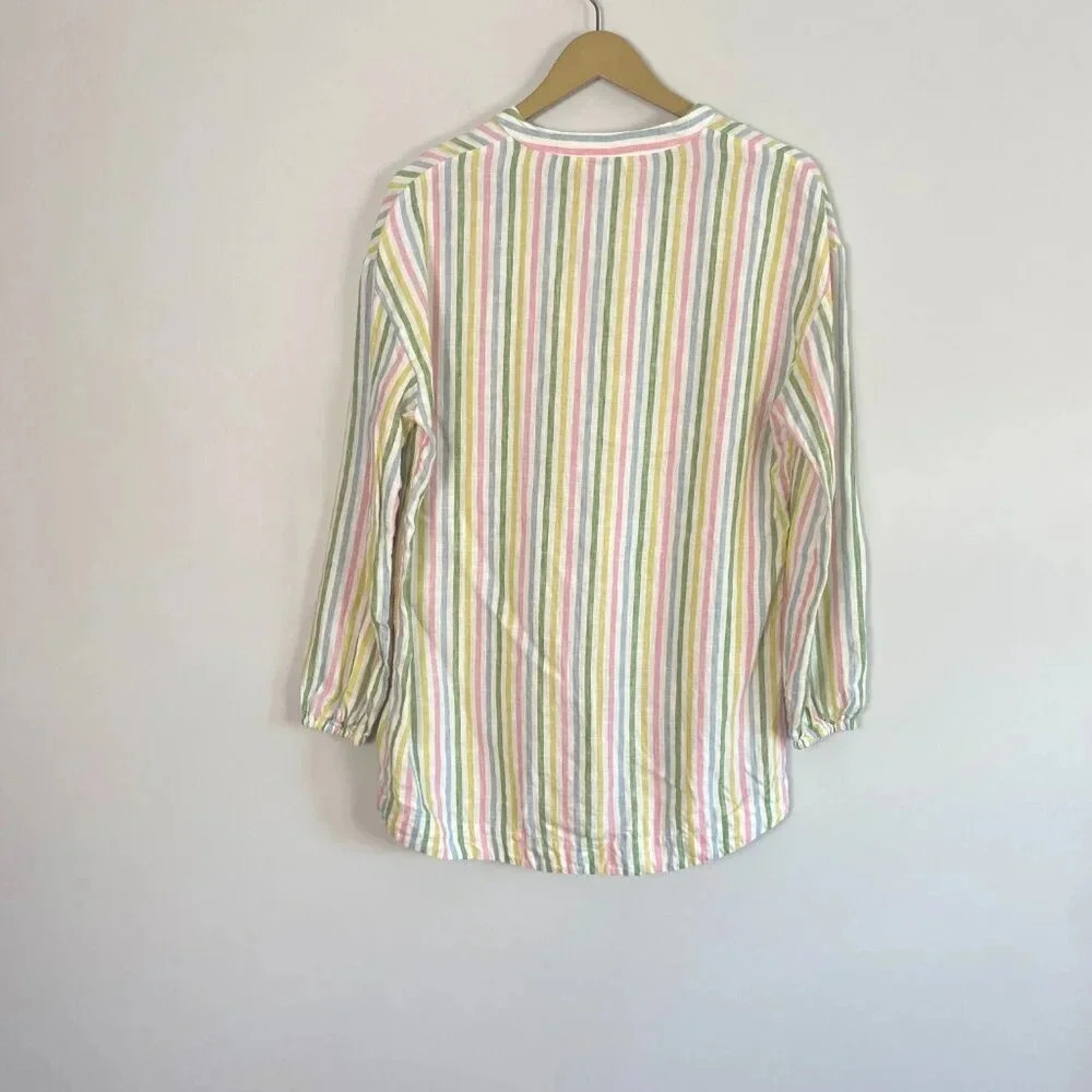 Boden Linen Pastel Rainbow Striped Tunic Top - Picture 10 of 13